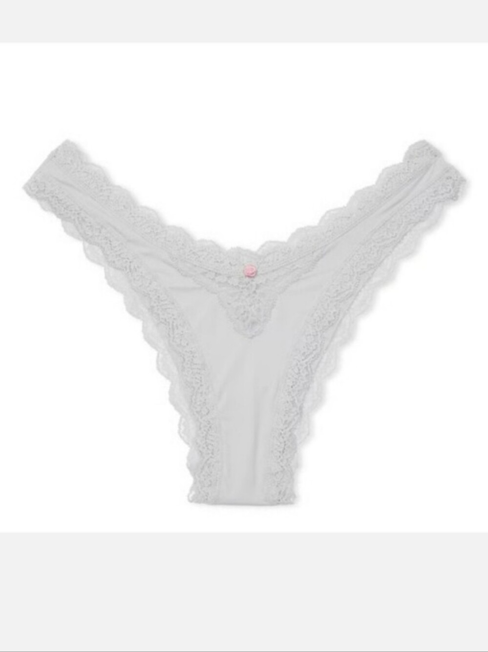 Victoria's Secret Dream Angel's Lace Trim Brazilian Panty XLARGE SILVER PEARL